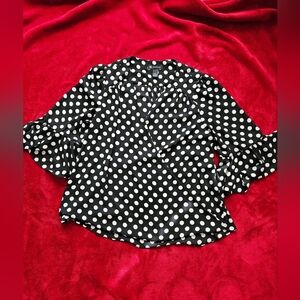 INC-International Concept- Women Black with White Polka Dots Blouse Extra Large